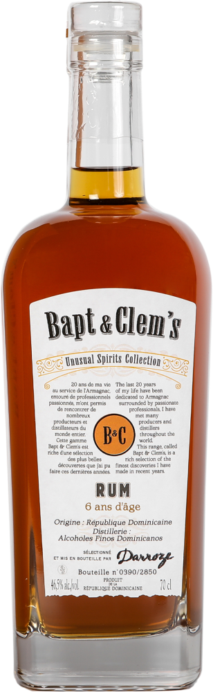 Bapt&Clem's Rum 6 Ans - Finish en fûts de Sauternes dans les chais Darroze