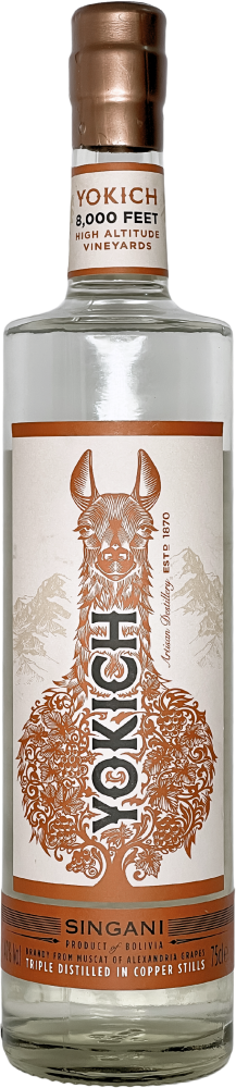 Singani Premium Yokich do Valle de Cinti Cepas Viejas Y Centenarias
